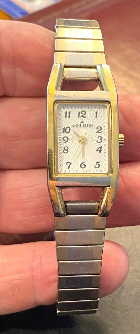Women's 23mm Two Tone Anne Klein Watch, Expansion Band, Patterned Relief Face